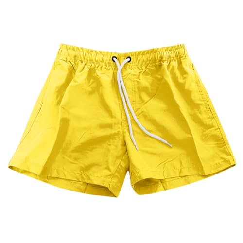 Badeshorts Herren Gelb Strandhose für mit geradem Schlauch, lockere Sportshorts ene Badehose(Gelb,XL)