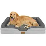 Nepfaivy Hundebett Grosse Hunde Orthopädisch - 111x80x17cm Hundekorb Hundesofa Waschbar mit Eiförmigem Schaumstoff, Hundecouch mit Hohem Rand und Rutschfestem Boden für Große Hunde