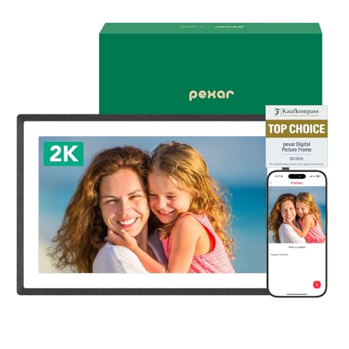 pexar by Lexar 2K Digitaler Bilderrahmen, FAZ Kaufkompass Testsieger, 11'' Anti-Glare IPS Touch Screen, Wi-Fi Digitaler Fotorahmen mit 32GB zum Verschenken, Fotos/Videos teilen über Frameo APP