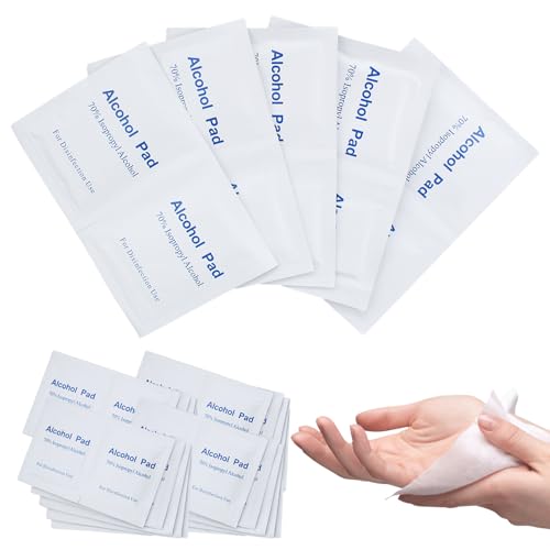 50Pcs Alkoholpads 10x15cm,Alcohol Wipes,Bildschirm Reinigungstücher,Desinfektionstücher Einzeln Verpackt,mit 70% Alkohol,Zum Reinigen und Desinfizieren von Mobiltelefonen,Spielzeug,Brillen,Desktops