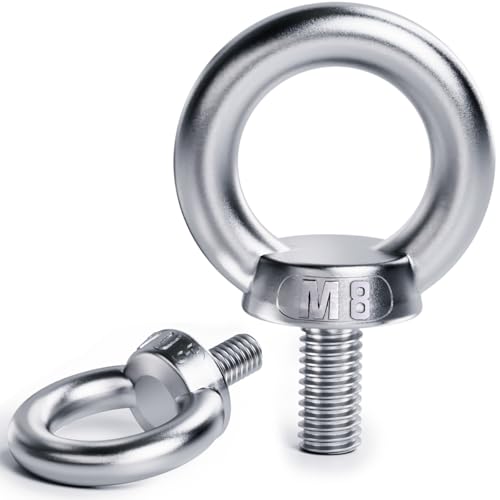 YOOPIN Ringschraube M8, 6 Stück Ösenschrauben, 304 Edelstahl Augenschraube, Ringschraube mit Gewinde, Ringschraube Edelstahl für Befestigungstechnik und Verschiedene Technische Hebevorrichtungen