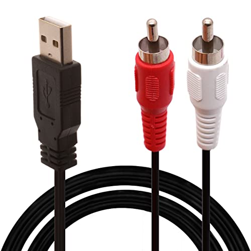 USB-zu-RCA-Kabel, Cinch-auf-USB-Kabel, USB-2.0-Stecker auf 2 Cinch-Stecker, Video-AV-/A/V-Konverter, Camcorder-Audio-Capture-Karten-Splitter-Adapterkabel für TV/Mac/PC (1,5 m)