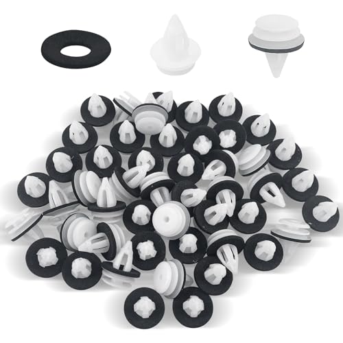 Eckerdromk 80 Stück Befestigungsclips, Auto Befestigung Clips Universal Kunststoffniet mit Schwammig Kissen, Clips Stoßstange Spreiznieten für E34 E36 E38 E39 E46 M3 M5 Z3 X5