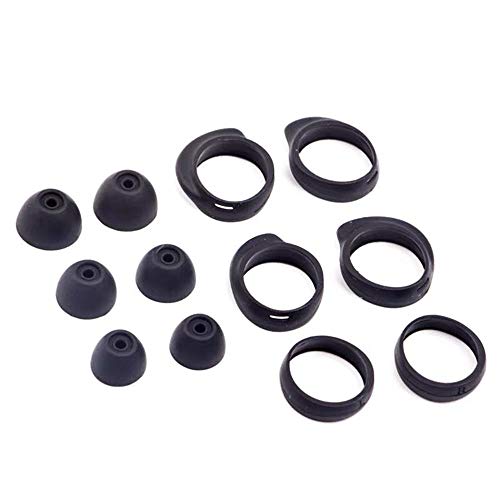 Wiki VALLEY Ohrstöpsel-Set für Galaxy Buds Plus SM-R175 Ohrhörer, rutschfeste Ohrbügel-Set, Ersatz, Silikon-Ohrstöpsel, Flügelspitzen für Samsung Galaxy Buds 2019 SM-R170, Schwarz, 12-teilig