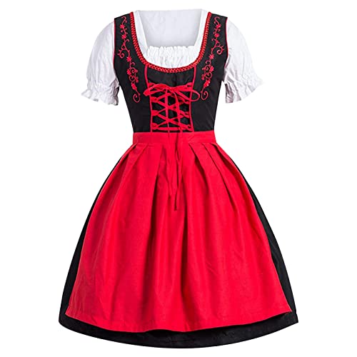 Dirndl Damen,Dirndl für Damen,Frauen Dirndel Oktoberfest Kostüme Traditionelles Deutsches Kleid 60cm German Dress Dirndl hochgeschlossen Damen Dirndl gr 42 schwarz