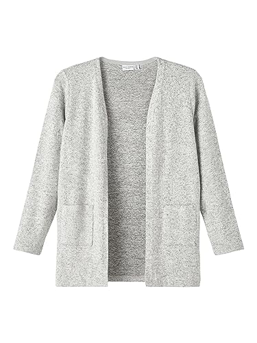 NAME IT Mädchen Nkfvicti Knit Card Noos Pullover, Grey Melange, EU 122-128