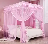 Mengersi Betthimmel für Mädchen, Bettvorhang, für Prinzessinnen, Geburtstagsgeschenk, Dekoration für Mädchenzimmer, rosa