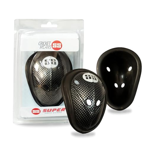 SS Abdominal Cricket Pad Super Poly Plastic Pro Count, Black, Youth