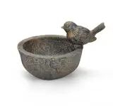 Bubble Store Kleine Vogeltränke mit Deko-Vogel, Halbschale in Messing-Optik, für Wasser oder Vogelfutter, Vol. max. 125 ml, Ø ca. 11,2 cm