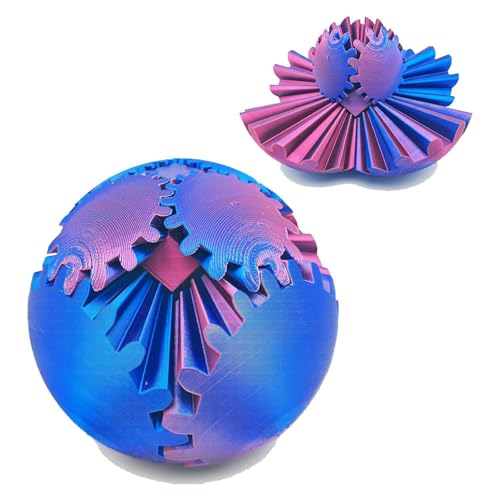 2 Stück 3D Gear Ball, Drehbare Zahnradkugel, 6.5cm 3D-Gedruckter Zahnradball, Anti Stress Spielzeug, Gear Sphere Das Steampunk Whirling Wonder Fidget Zahnradball, für Kinder und Freunde