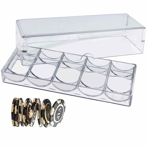 Chip Rack Clear Display Case Clear Tray Container with Lid Poker Chips Box Acryl PokerChips Tray Box Challenge Coin Display Mahjong Chips Storage Poker Chip Storage Box Poker Chips Organizer