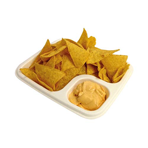 Haase Food BIO Nachoschalen mit Dip-Fach - groß/beige Eckig Maße: 190 x 170 x 40mm 10 Stück