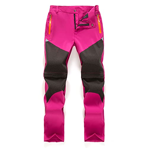 Daysskk Trekkinghose Mädchen Sommer Wanderhose Mädchen Zip Off Arbeitshose Kinder Wasserdicht Softshellhose Kinder Schnelltrocknend Freizeithose Wasserdicht Zip Off Hose Mädchen Rosa 140