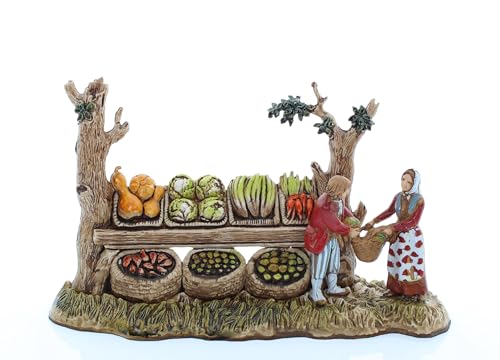 Moranduzzo Obstverkäufer für Krippe 6 cm Maßstab 1:32 - Unzerstörbare Krippenfiguren - Stil 700', Handbemalt, Offizielles Produkt, Hergestellt in Italien, Bildhauer M. Landi