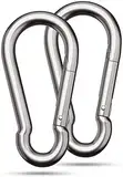 Karabiner Edelstahl | 2 Stück | 230 kg Tragkraft | Größe 80x8mm | Feuerwehr-Karabinerhaken | AISI | Sport, Transport