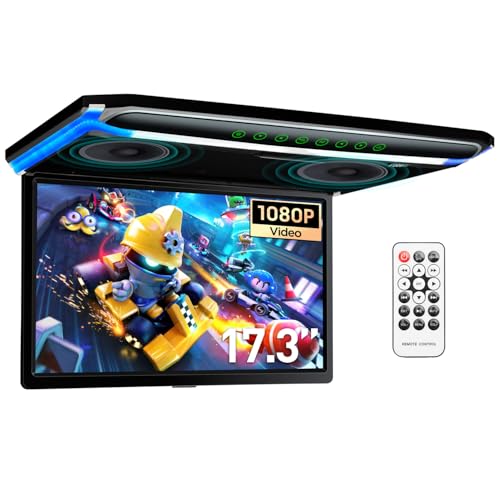 XTRONS 17,3“ Digital TFT FHD 16:9 Bildschirm für Auto Bus unterstützt 1080P Video Auto Overhead Player Auto Monitor mit HDMI Port Automosphäre LED Licht Windows CE für Urlaub (CM173HD)