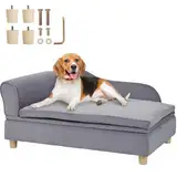 VEVOR Haustiersofa, Hundecouch für große Hunde und Katzen, weiches, samtiges Hundesofabett, 50 kg belastbares Katzensofa, Hundebett, Haustierbett, grau