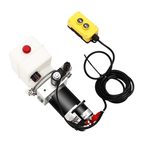 Hydraulikaggregat Hydraulikpumpe AnhäNger Hydraulikpumpe 12v Hydraulikpumpe für KippanhäNger Elektromotor Hydraulikaggregat Fernbedienung 1,5 Liter Tank 800w Leistung 2850 U/Min Schneller öL-Ausstoß
