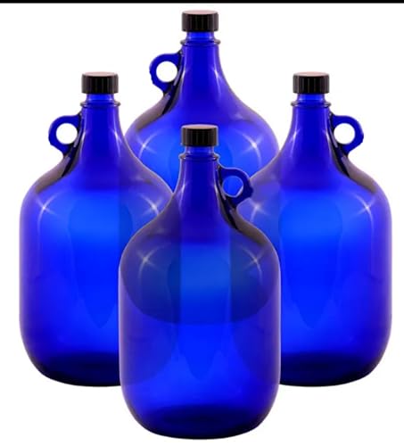 lilawelt24 2L blaue Flasche |Weinballon Glasballon GÄRBALLON|STOPFEN|GÄRRÖHRCHEN |Weinflasche| Likörflaschen |Essig-Öl Flasche (4x 2L)