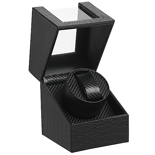 LINGFANSTORE Automatische Uhrenbeweger Box,luxuriöser Single Uhrenbeweger,Uhrengehäuse mit leisem Mabuchi Motor,Batteriebetrieb oder Netzteil PU Leder (Muster der Krokodile)