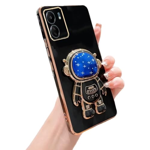 Miagon Blau Galaxie Astronaut Ständer Hülle für Xiaomi Redmi 13C 4G,Cute Mädchen Dünn Galvanisierte Schutzhülle Weiches Case Bumper mit Astronaut Halter Kickständer