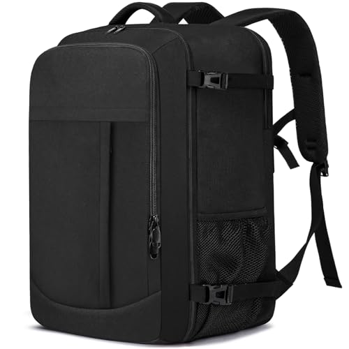Handgepäck Rucksack 55x40x20 Handgepäck Rucksack für Flugzeug 44L Groß Reiserucksack Handgepäck Tasche 55x40x20cm Reisetasche 55x40x20 Carry-On Rucksack Handgepäck für 18 zoll Laptop, Schwarz