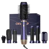 Hair Styler Set Airstyler set OKWRAP 6 In 1 Mit Rundbürstenföhn Haarstyler Warmluftbürste Thermal Brush Airflow Lockenstab Automatisch, Volumen Föhnbürste,Für Glätten, Trocknen, Volumen, Locken