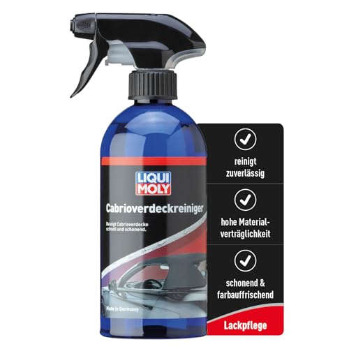 LIQUI MOLY Cabrioverdeckreiniger, Art.-Nr. 1593 500ml Cabrio Verdeck-Reiniger gegen Verwitterung Entfernt Öl- & Fettflecken, Ruß, Vogelkot, Insekten & Schmutz Für Verdecke aus Stoff & Kunststoff