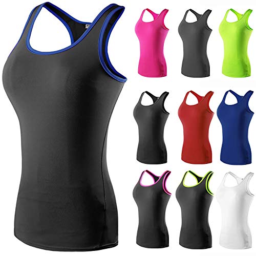 Yoga Top Damen Eng Tank Tops Sommer Sporttop Einfarbig U-Ausschnitt Unterhemd Slim Fit Sommer Camisole Ärmellos Basic Shirt Sport Oberteil Laufen Fitness Funktions Gym Activewear