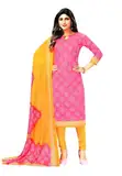 line Damen Ethno Traditionell Bedruckt Reine Baumwolle Salwar Kameez Anzug Kleid Indianer Gebrauchsfertig, Rosa (30), 42