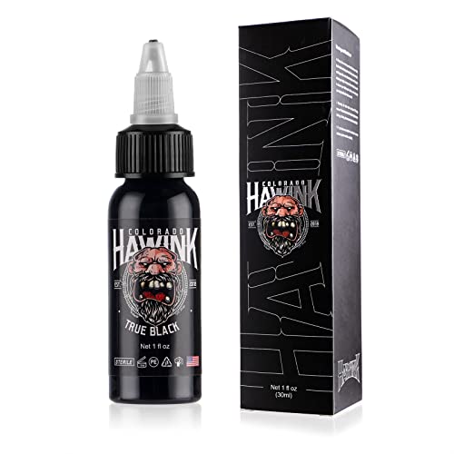 HAWINK Schwarze Tattoo-Tinte 1 oz (30 ml) Veganfreundliche Standardpigment-Tattoo-Zubehör Ghost Black TI203-30-001