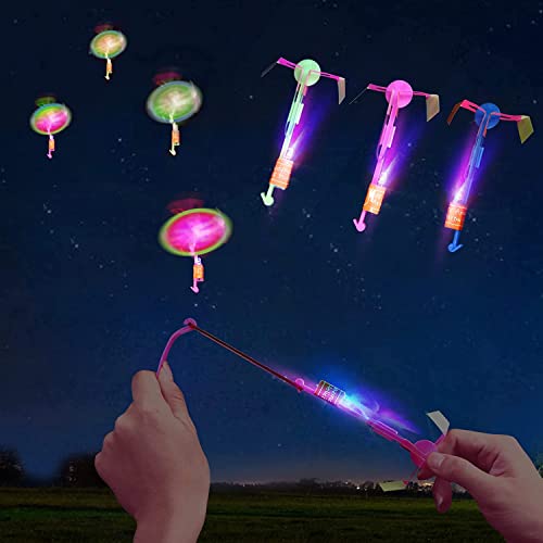 25 Stücke Fliegendes Spielzeug Party Set, Hubschrauber Fliegen Spielzeug, Led Licht Hubschrauber Fliegen Spielzeug, Schleuderspielzeug, Rakete Copters Licht, Bambus Libellen Leuchtspielzeug (25pcs)