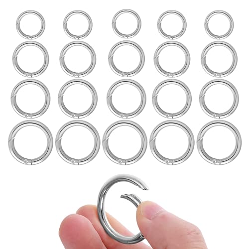 20 Stück Rund Karabinerhaken 13/17/19/25/32 mm O-Ring Karabiner Federspaltringe Schlüsselring Klein für Bastelarbeiten, DIY Taschenringe Handwerk Machen, Taschenzubehör