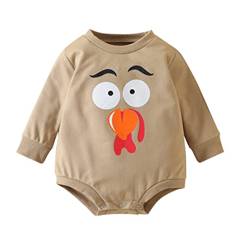 Luckywaqng Schwarzer Body Baby Neugeborenes Baby Mädchen Jungen Solide Herbst Langarm Kapuzen Strampler Bodysuit Kleidung Set Baby (Z0104-2-Khaki, 0-3 Months)