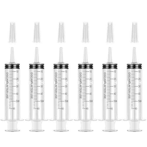 6 Stück 60ml Spritze Große Spritzen für Wissenschaftslabore Ohne Nadel für Nachfüllen und Messen Öl Klebstoffapplikator von Flüssigkeiten Füttern von Haustieren wissenschaftliche Labors