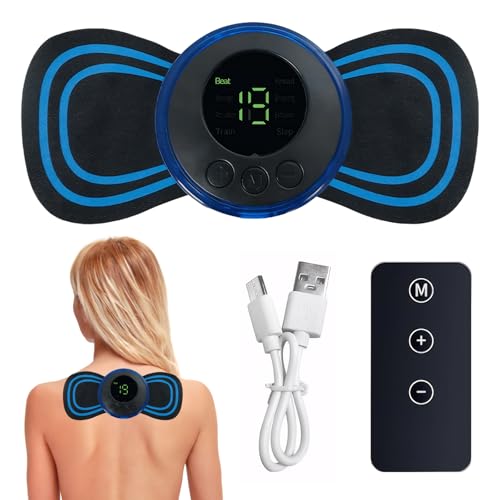 Elektrische Nackenmassagegeräte,Tragbar Neck Massager,8 Geschwindigkeiten und 19 Modi USB Mini Massagegerät,Ems Massagegerät mit Digitalanzeige und Fernbedienung,für Arme/Schulter/Nacken/Rücken/Bauch