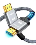 SNOWKIDS 4K HDMI Kabel 2Meter,HDMI Kabel 4K@60Hz Nylon Geflecht Vergoldete Anschlüsse mit Ethernet/Audio Rückkanal,Kompatibel mit TV/Laptop/Blu-ray/Soundbar/Monitor/PS-5/X-box