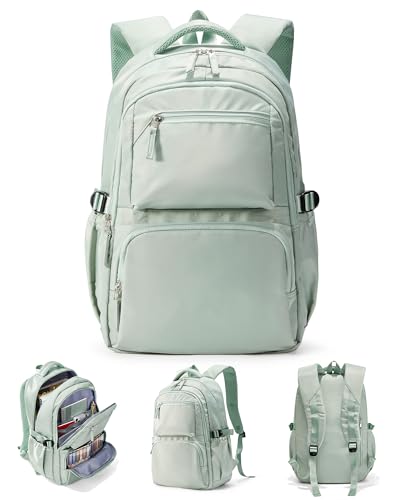 sikazan Rucksack Schule, Schulrucksack Teenager Mädchen Jungen, Rucksack Univcersität, Schultasche Damen, School Backpack, School Bag (Grün)