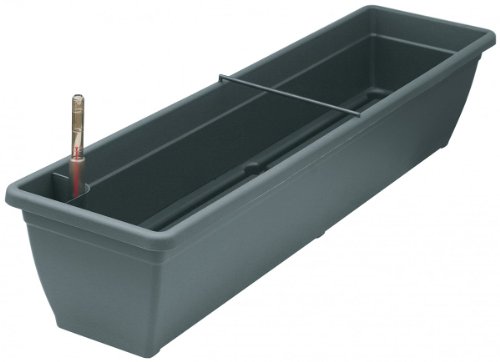 geli Thermo Plastic Blumenkasten Aqua Toscana aus Kunststoff incl. Bewässerung und Wasserstandanzeiger, Farbe:anthrazit;Länge:100 cm