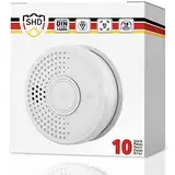 SHD Rauchmelder Set wechselbare Batterien (10x) - DIN EN14604 Geprüft & BSI-Zertifiziert, Brandmelder mit Stummschaltung & Selbsttest Funktion, Magnethalter geeignet, Feuermelder DOF39