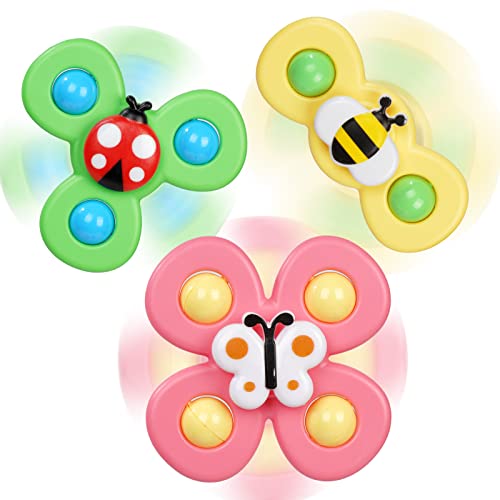 Ainiv Saugnapfer Drehspielzeug, 3 Stück Saugnapf Spinner Toys, Finger Hand Spinner, Tisch Saugnapf Sensorisches, Sensorisches Spielzeug, Toys Geschenke für 1-6 Jahre (Biene+Marienkäfer+Schmetterling)