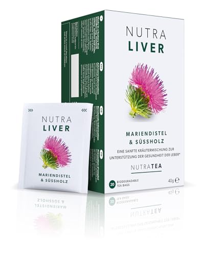 Nutra Tea NUTRALIVER, Detox Tee zum Entgiften der Leber, trägt zur Unterstützung der Leberregeneration & gesunde Verdauung bei, 40 wiederverwendbare Teebeutel, Leber Tee mit Mariendistel & Lakritz