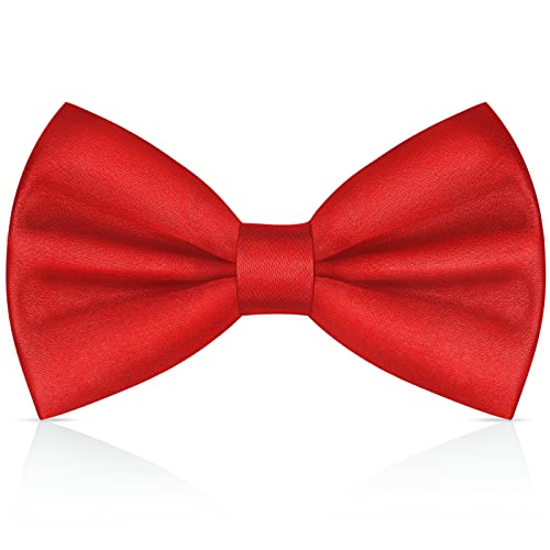 URAQT Fliege Herren, Klassische Einfarbig Fliegen für Männer, Schmale Smoking Fliege Schleife mit Haken, Einstellbar Bow Tie für Hochzeit Party(Rot)