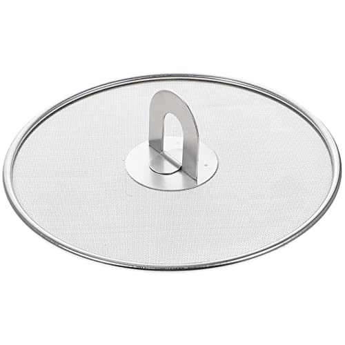 BESTonZON Haushaltsgeräte Fettspritzer-Schutz Für Kochpfanne Ölschutz Edelstahl-Mesh-Sieb Topfdeckel Mit Klappgriff Anti-Öl-Spritzschutz Für Bratpfanne 21 cm Fettsieb