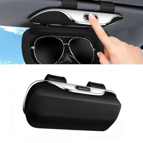Auto-Brillenetui, Auto-Visierbox, tragbarer Sonnenbrillenhalter für Fahrvisier, Auto-Objektivhalter, Brillenhalter für Auto Sonnenblende, Auto Sonnenbrille Aufbewahrungbox, 18,5x6,5x8,1cm(schwarz)