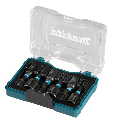 Makita E-15768 Impact Black Steckschlüssel-Set 6-teilig in Aufbewahrungbox, SW6 - SW13, magnetisch, Steckschlüssel 50 mm lang