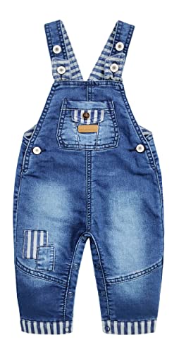 KIDSCOOL SPACE Baby Mädchen Einfach Windelwechsel Snap Beine Wal Bestickte Denim Overalls,Blau,18-24 Monate