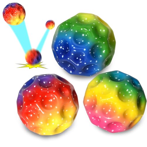 Willingood 3-St Astro Jump Ball, Mehrfarbig Space Moon Ball, Mini Jump Ball, Super High Bouncing Lightweight Springen Ball, Hüpfbälle, Bouncy Balls, Interaktives Spielzeug zum Stressabbau