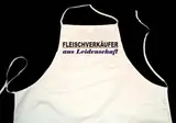 ShirtShop-Saar Fleischverkäufer aus Leidenschaft; Grillschürze weiß (Kochen, Grillen, Backen)
