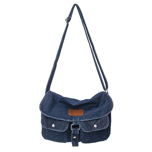 ARVALOLET Damen-Umhängetasche im Vintage-Stil, großes Fassungsvermögen, vielseitiger verstellbarer Riemen, Jean-Tasche for Reisen, Arbeit, mehrere Taschen, Denim-Umhängetasche